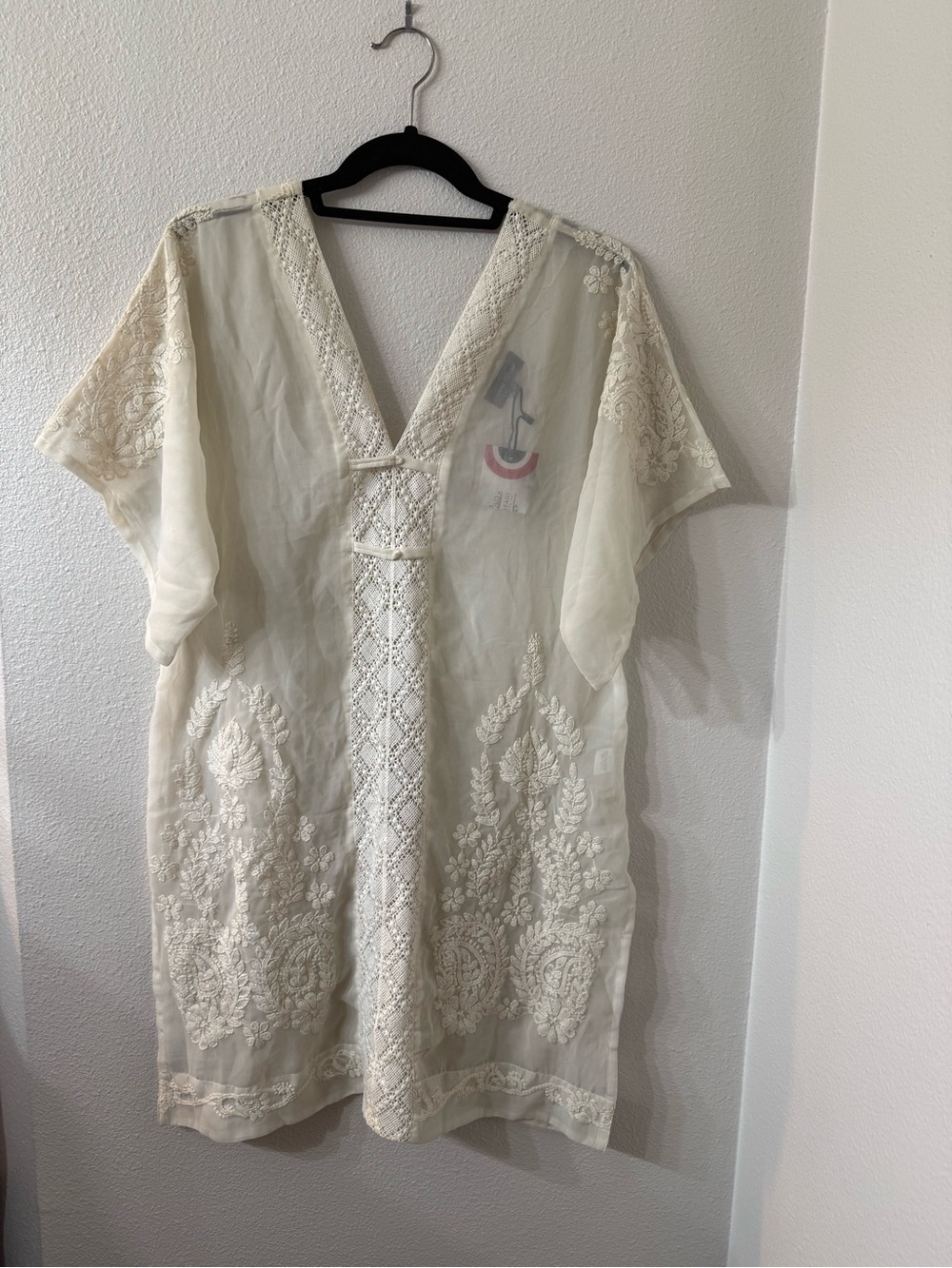 Young Threads Sheer Tunic Top, Cream Colored, S/M